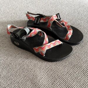 Chaco Women's Sandals with Gray, Orange and Pink Adjustable Straps